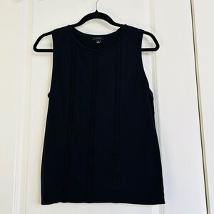 Ann Taylor Black Tank Top With Embroidered Detail Women’s Size Medium